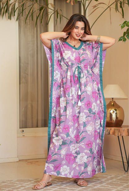 Purple Mirage Loungewear Cotton Kaftan