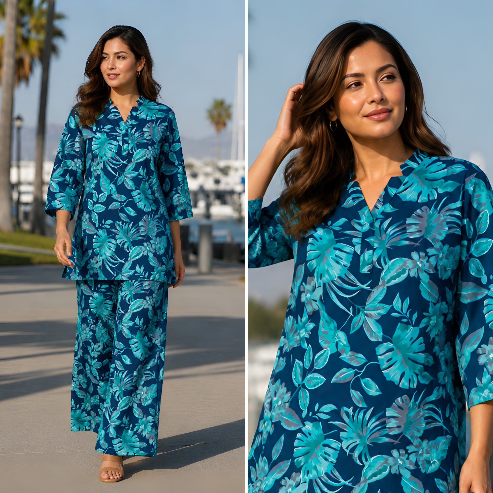 Meadow Breeze Blue Cotton Co-ords Set