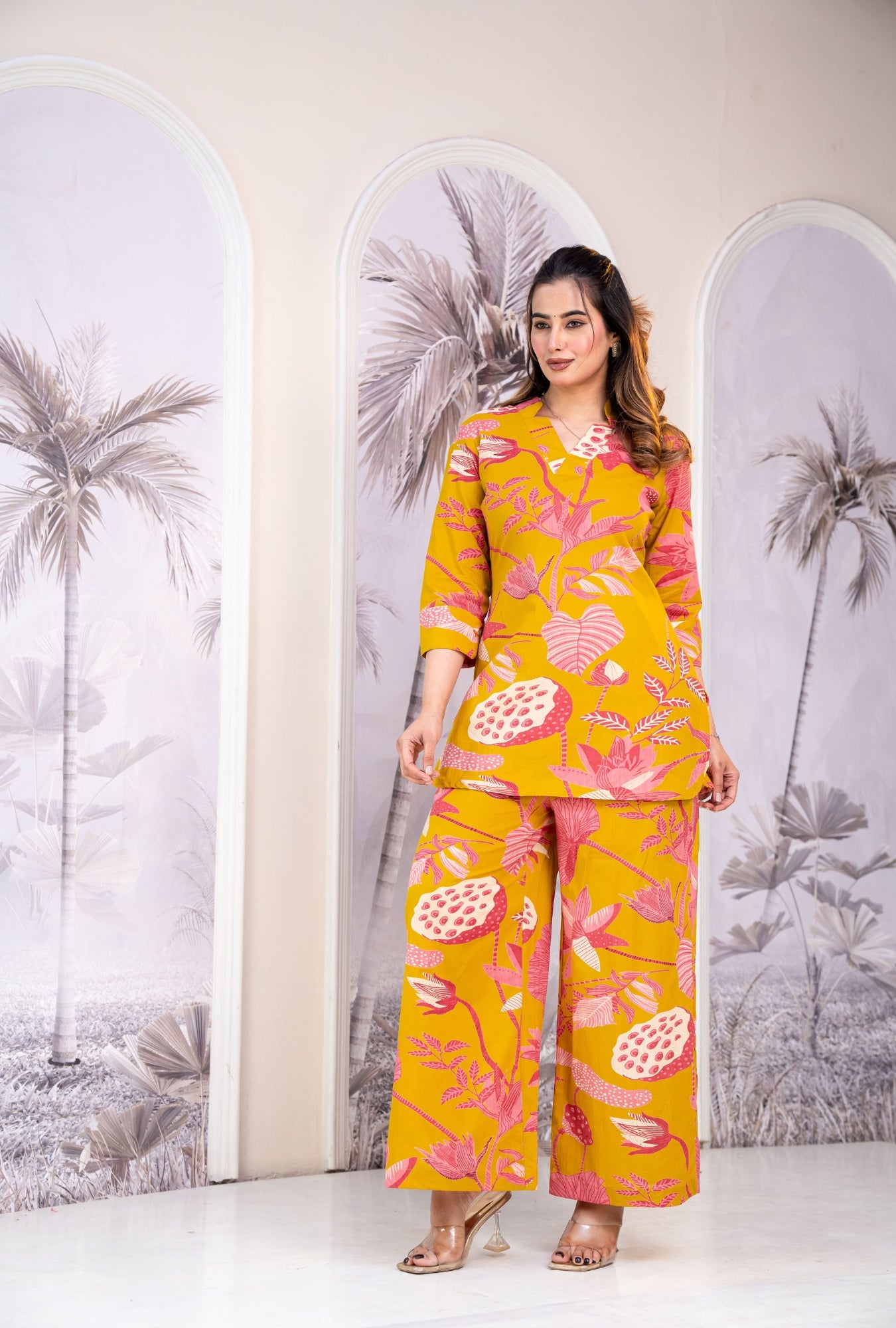 Mustard Spark Printed Cotton Co-ords Set