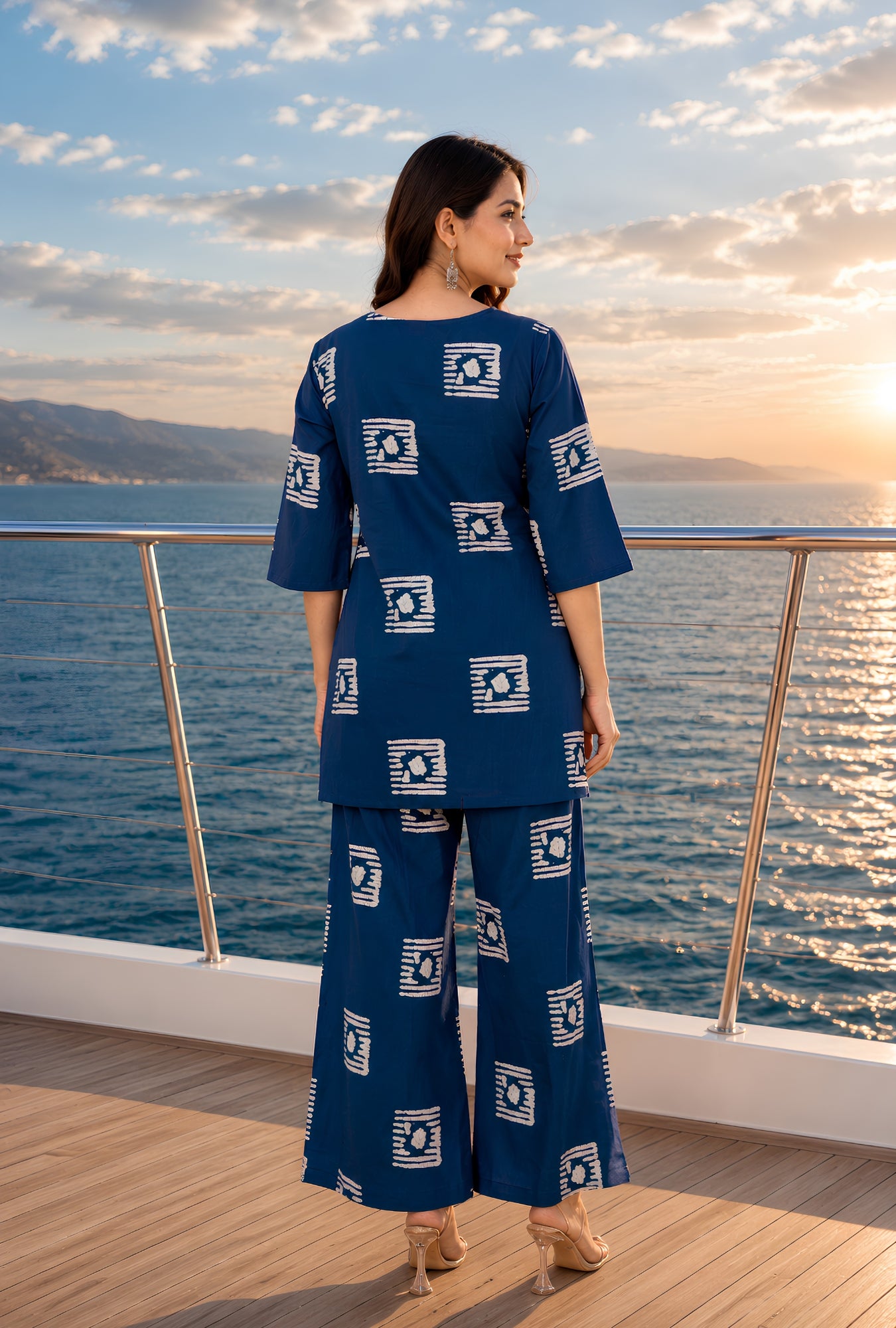 Blue Harbor Printed Cotton Co-ords Set
