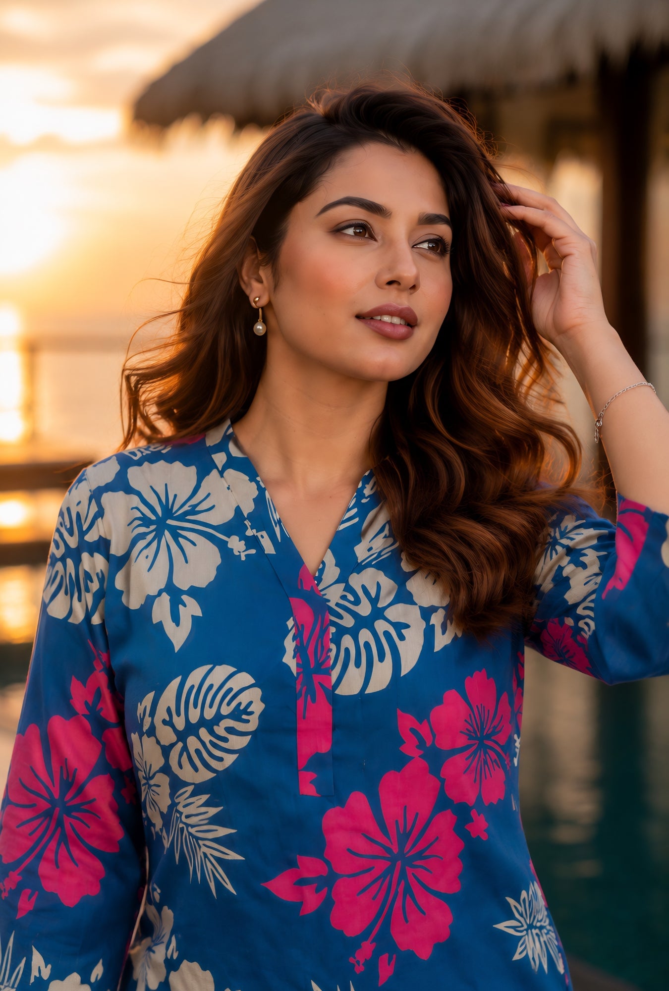 Tropical Luxe Blue Cotton Co-ord Set