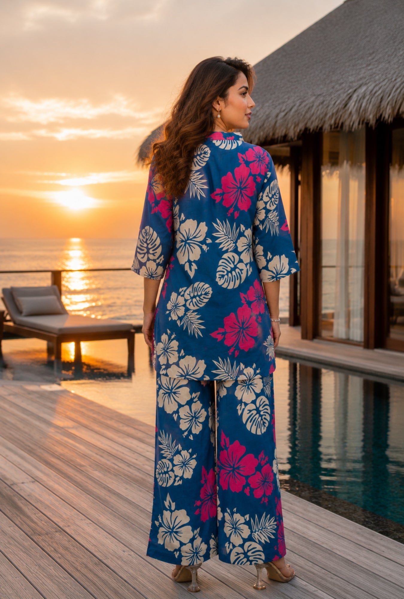 Tropical Luxe Blue Cotton Co-ord Set