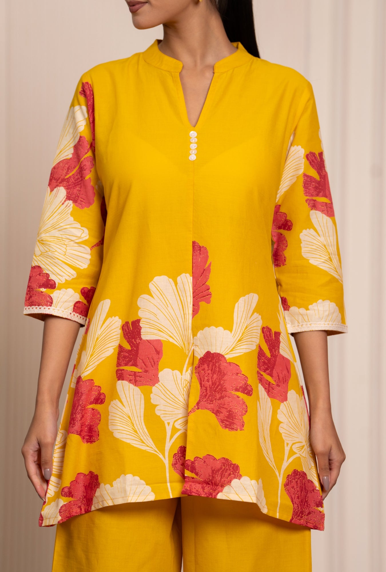 Flora Mist Yellow Printed Cotton Co-ords Set