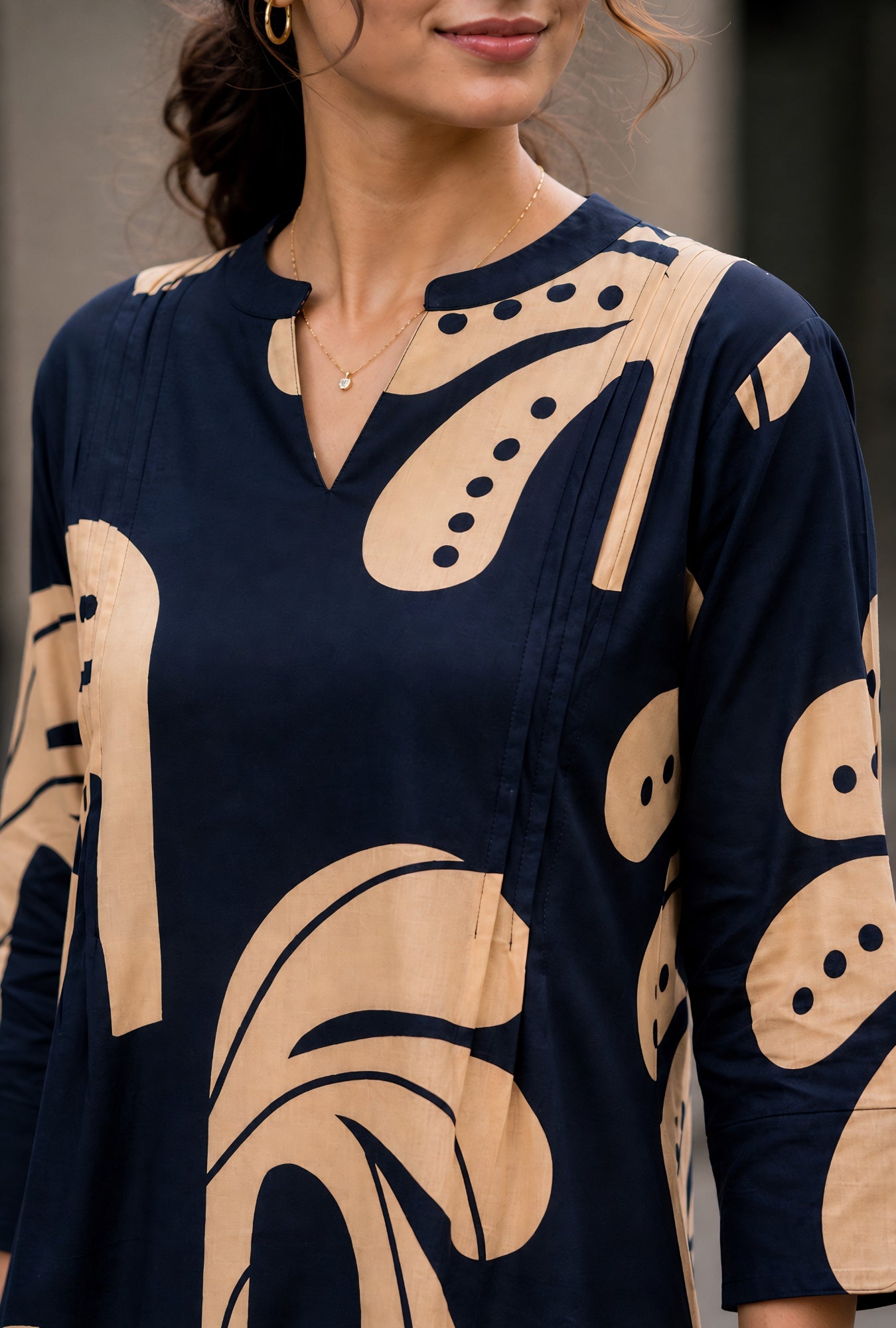 Bold Edge Navy Blue Printed Cotton Co-ords Set