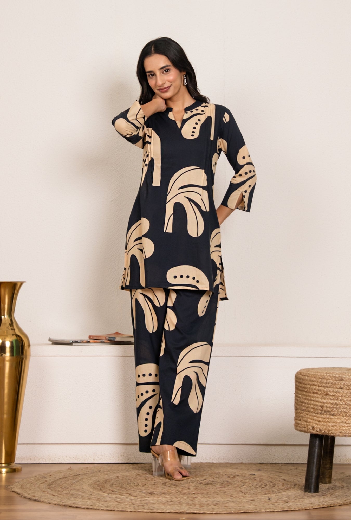 Bold Edge Navy Blue Printed Cotton Co-ords Set