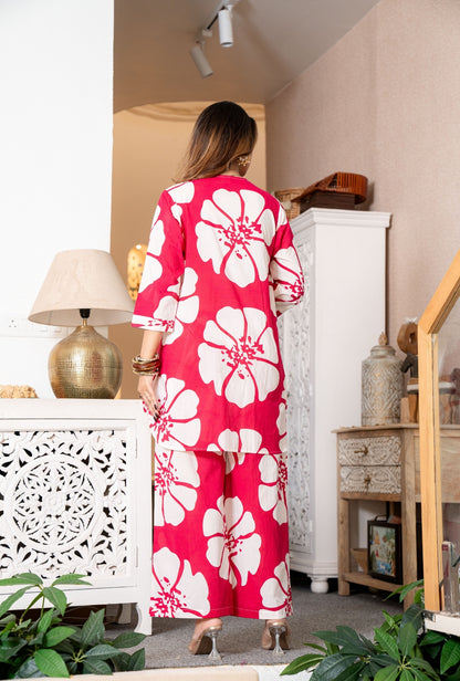 Minimal Blossom Pink Printed Cotton Co-ords Set