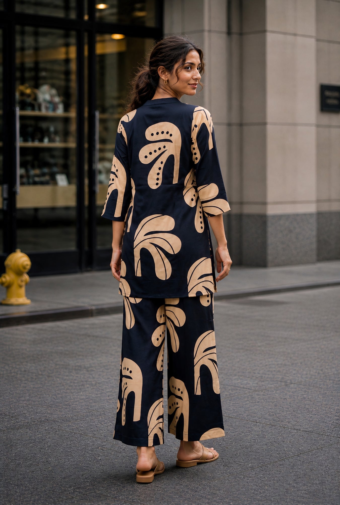 Bold Edge Navy Blue Printed Cotton Co-ords Set