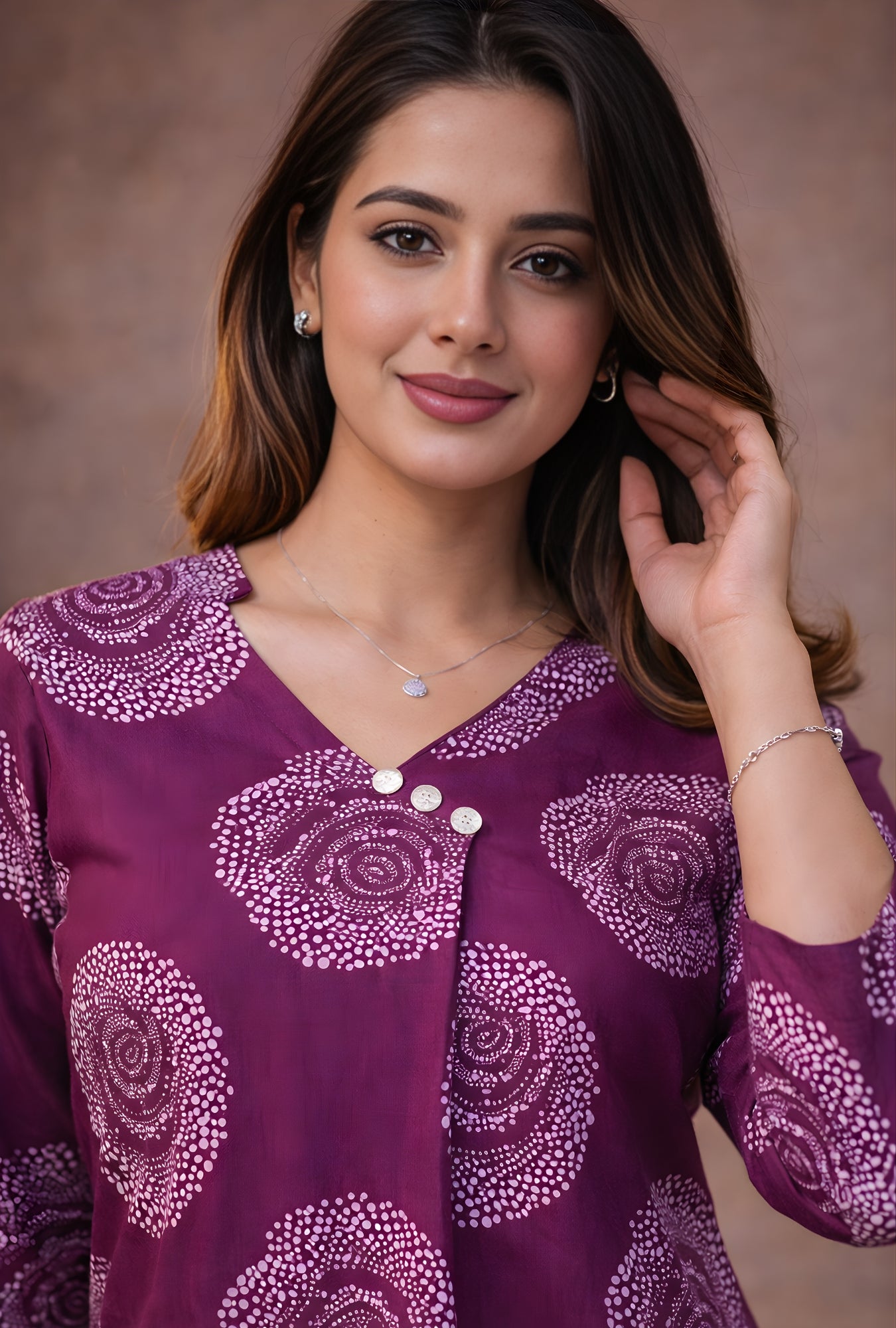 Meher Dotted Floral Magenta Cotton Co-ords Set
