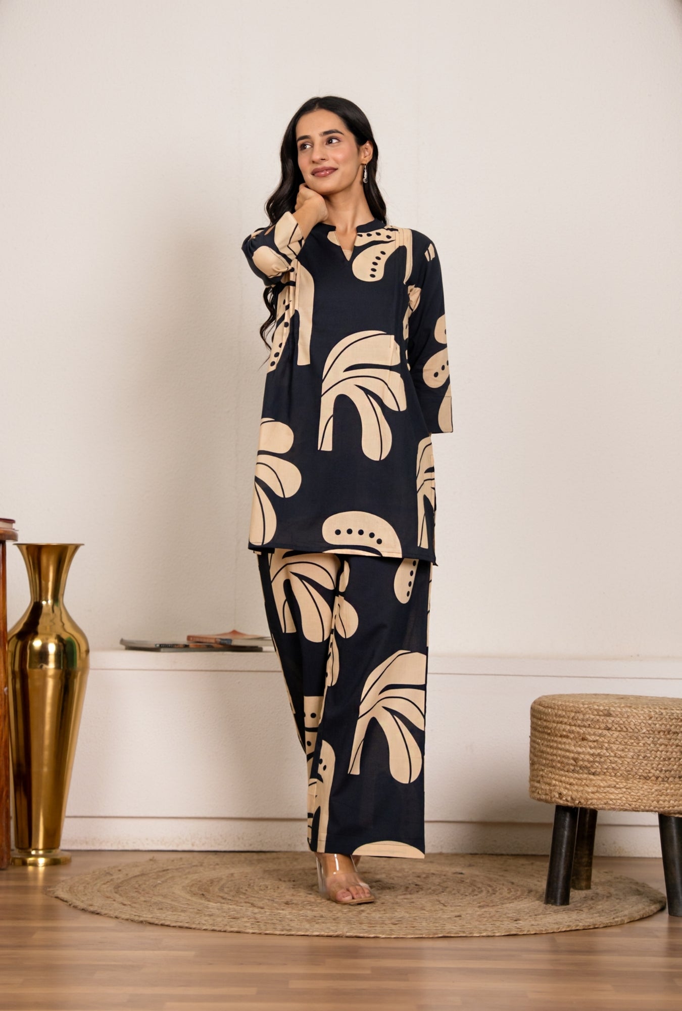 Bold Edge Navy Blue Printed Cotton Co-ords Set