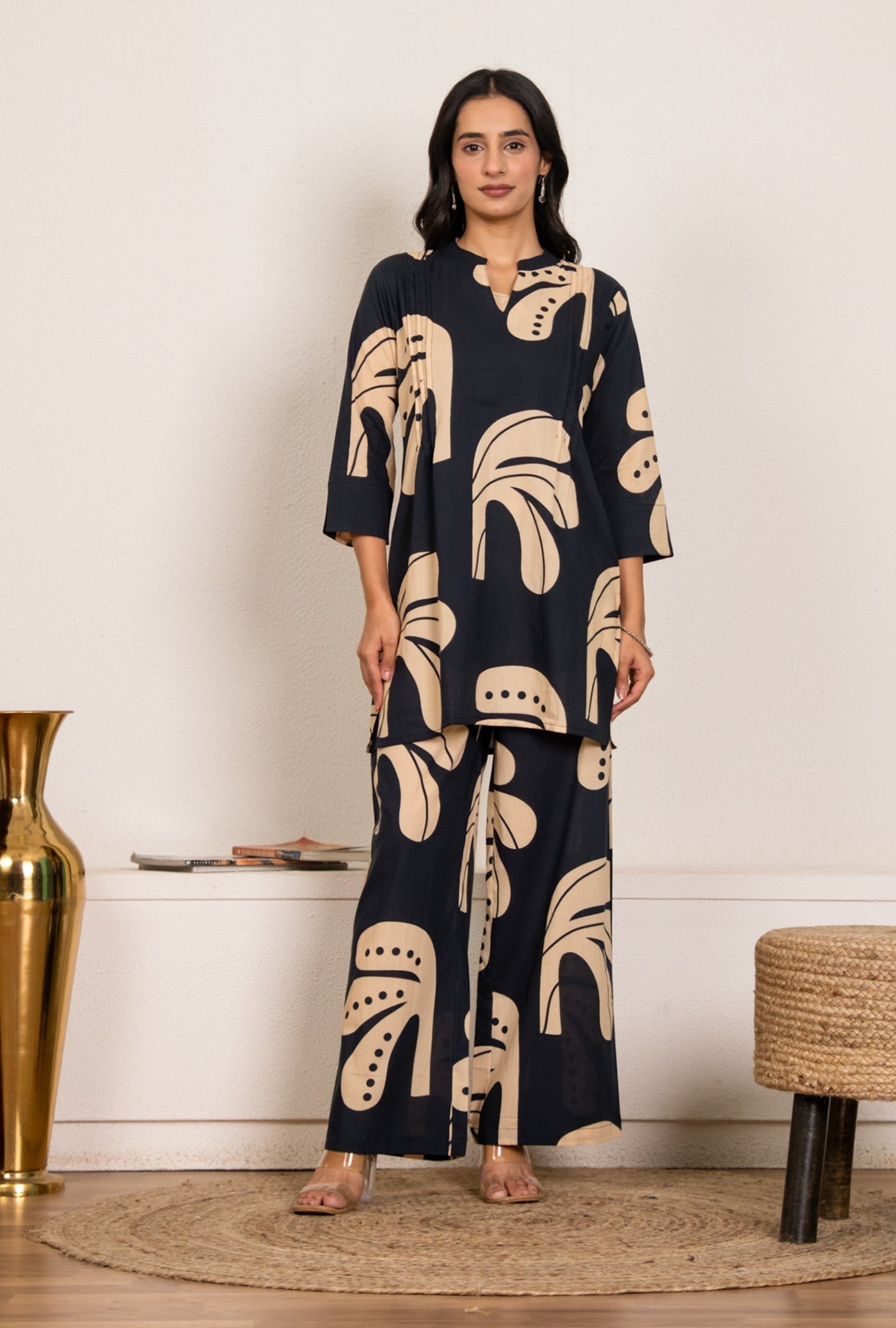 Bold Edge Navy Blue Printed Cotton Co-ords Set