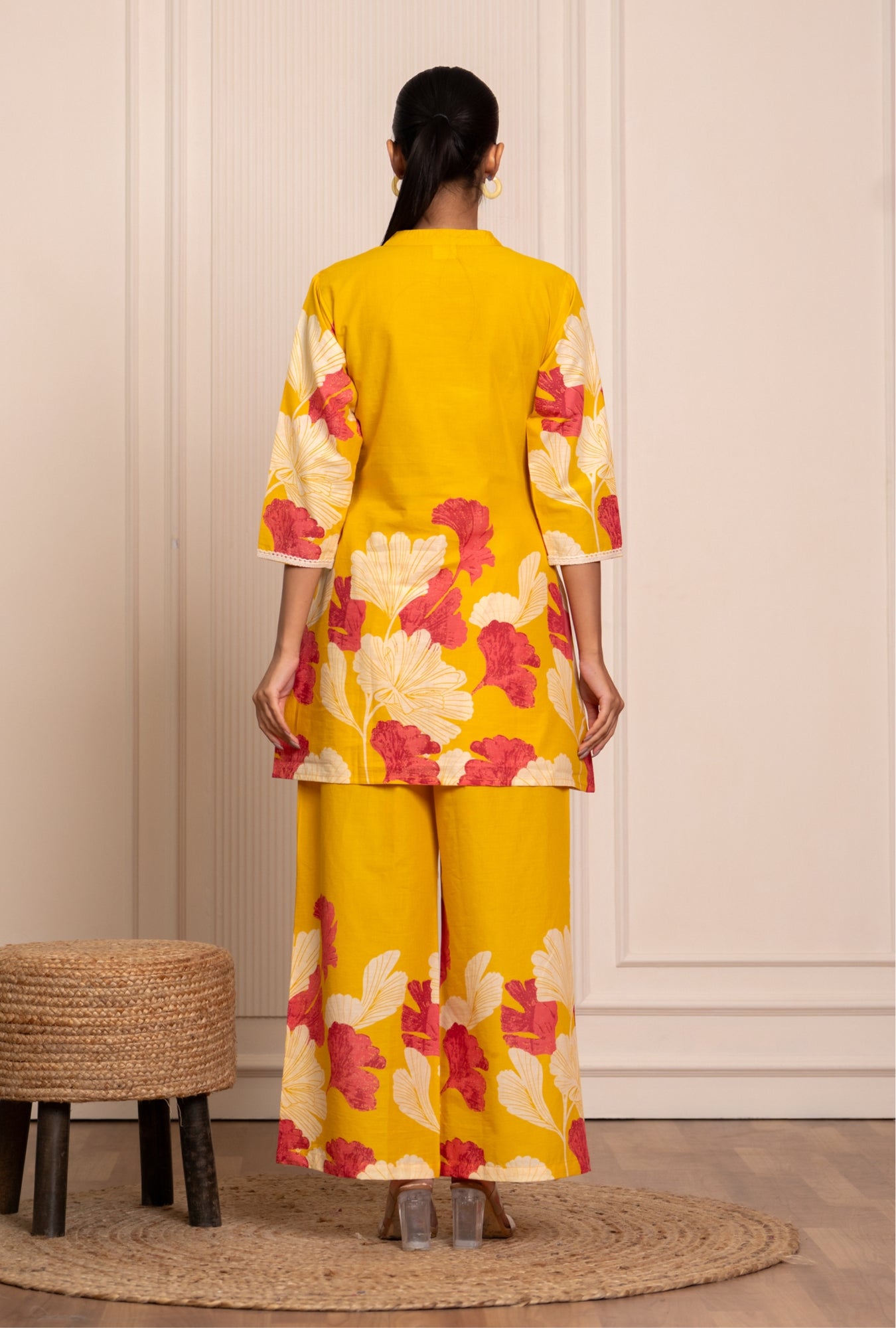 Flora Mist Yellow Printed Cotton Co-ords Set