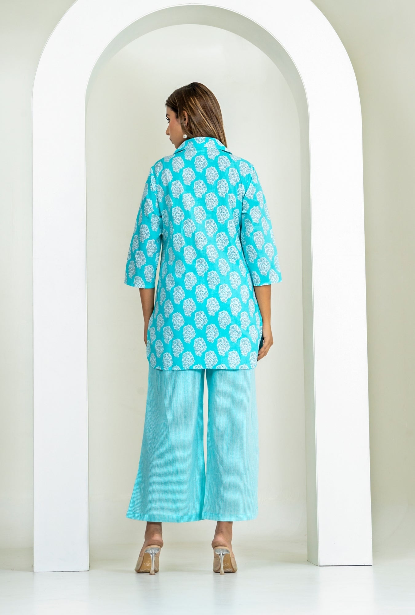 Bell Buta Sea Green Cotton Loungewear Co-ords Set