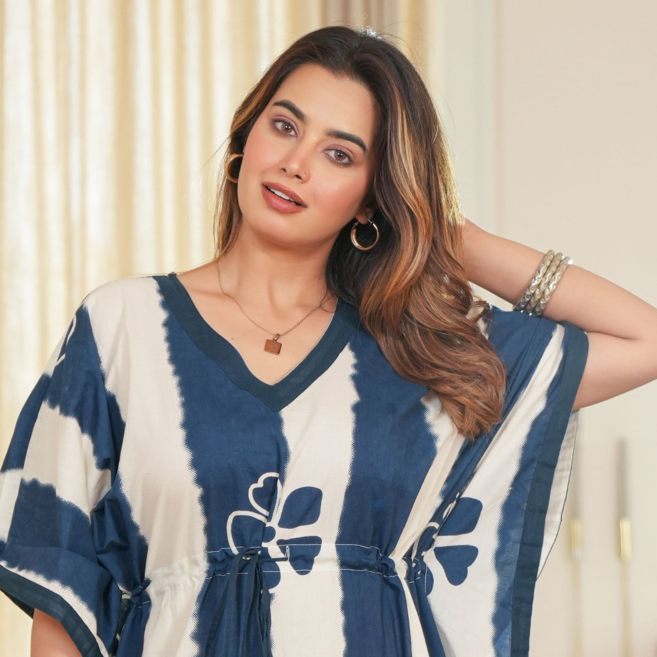 Dream Tie Dye Blue Loungewear Cotton Kaftan