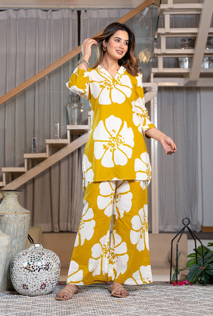 Minimal Blossom Yellow Printed Cotton Co-ords Set