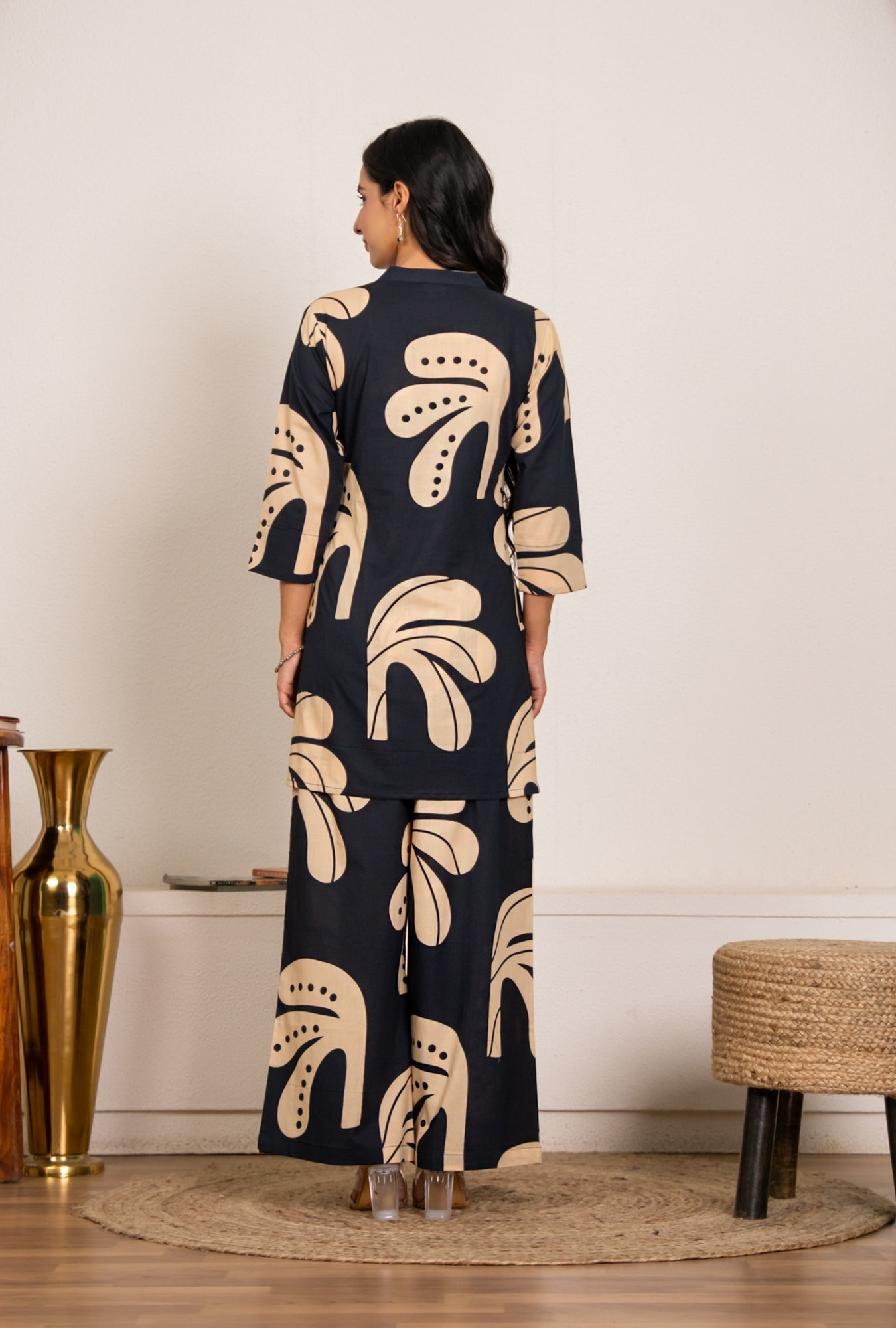 Bold Edge Navy Blue Printed Cotton Co-ords Set