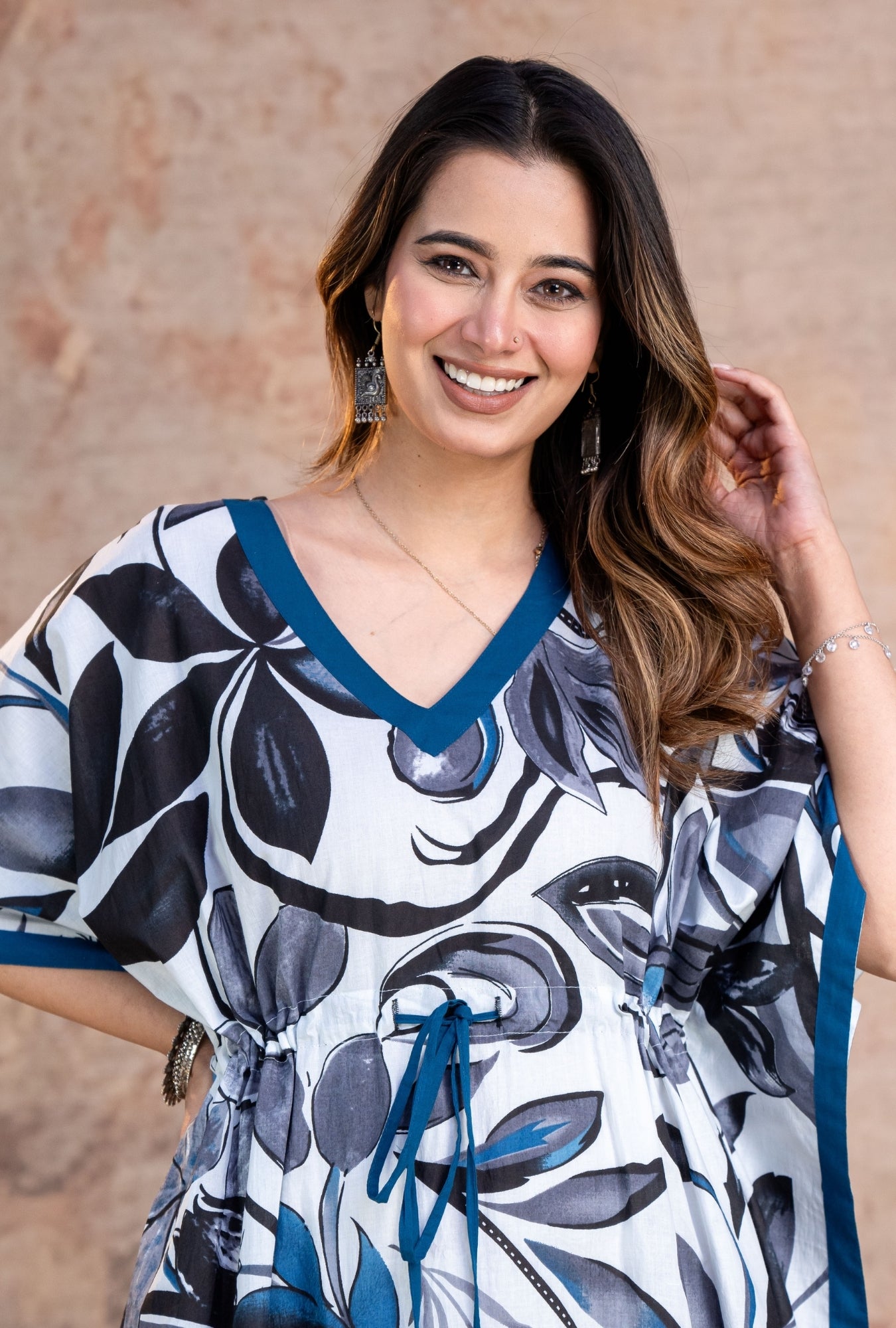 Regalia Black Grey Loungewear Cotton Kaftan