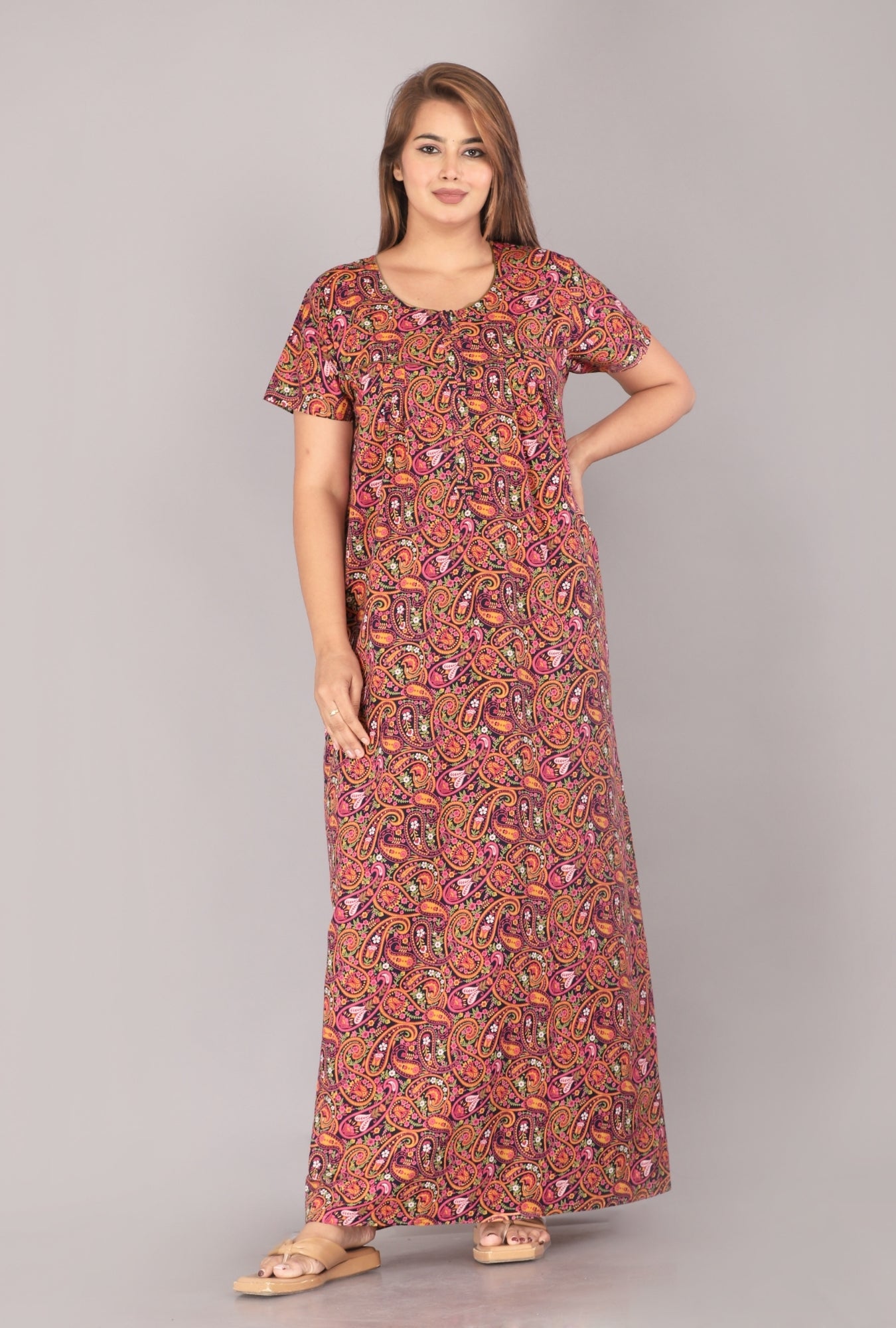 Kairy Jaal Navy Blue Cotton Printed Nightwear Gowns