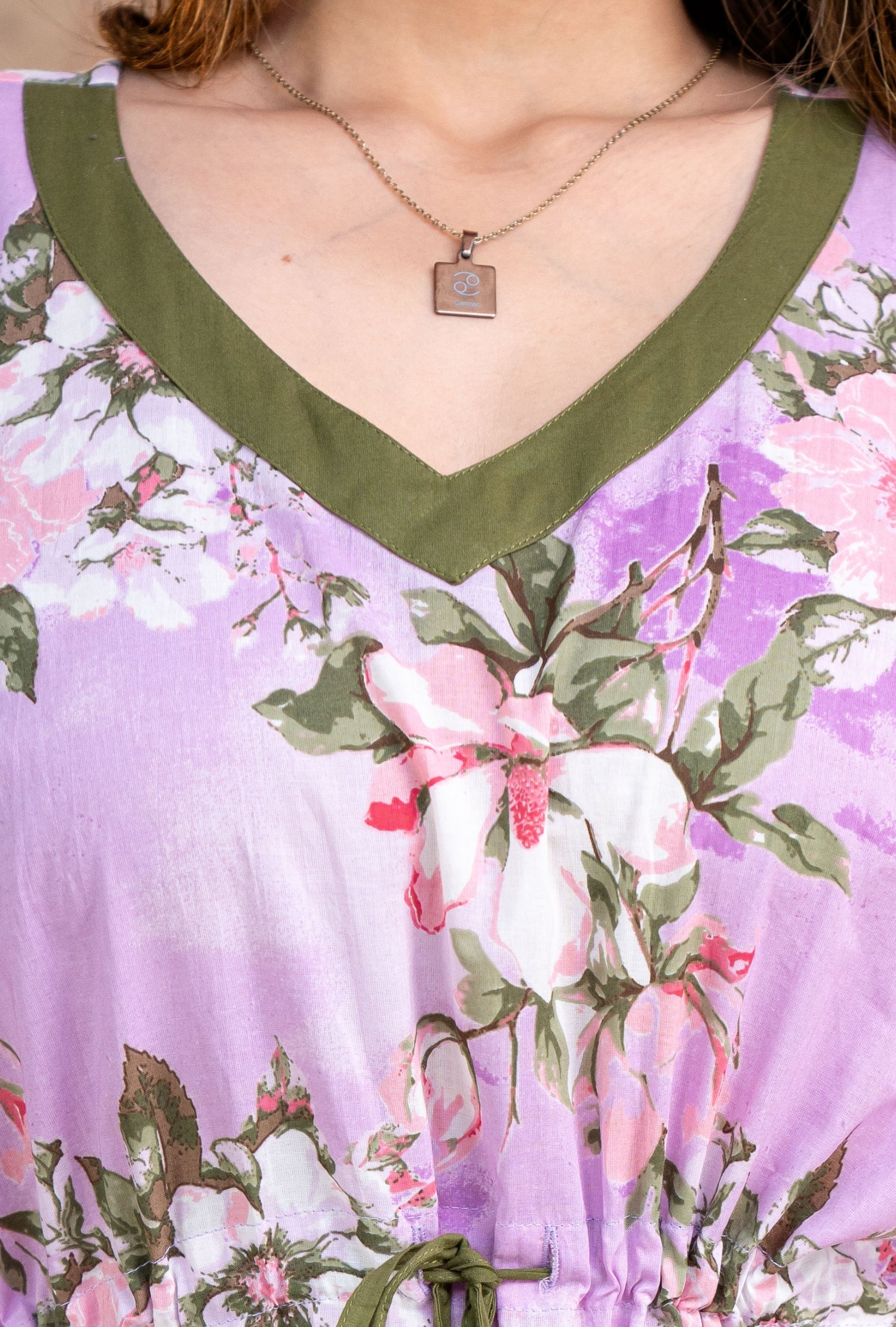 Blossom Flower Purple Loungewear Cotton Kaftan