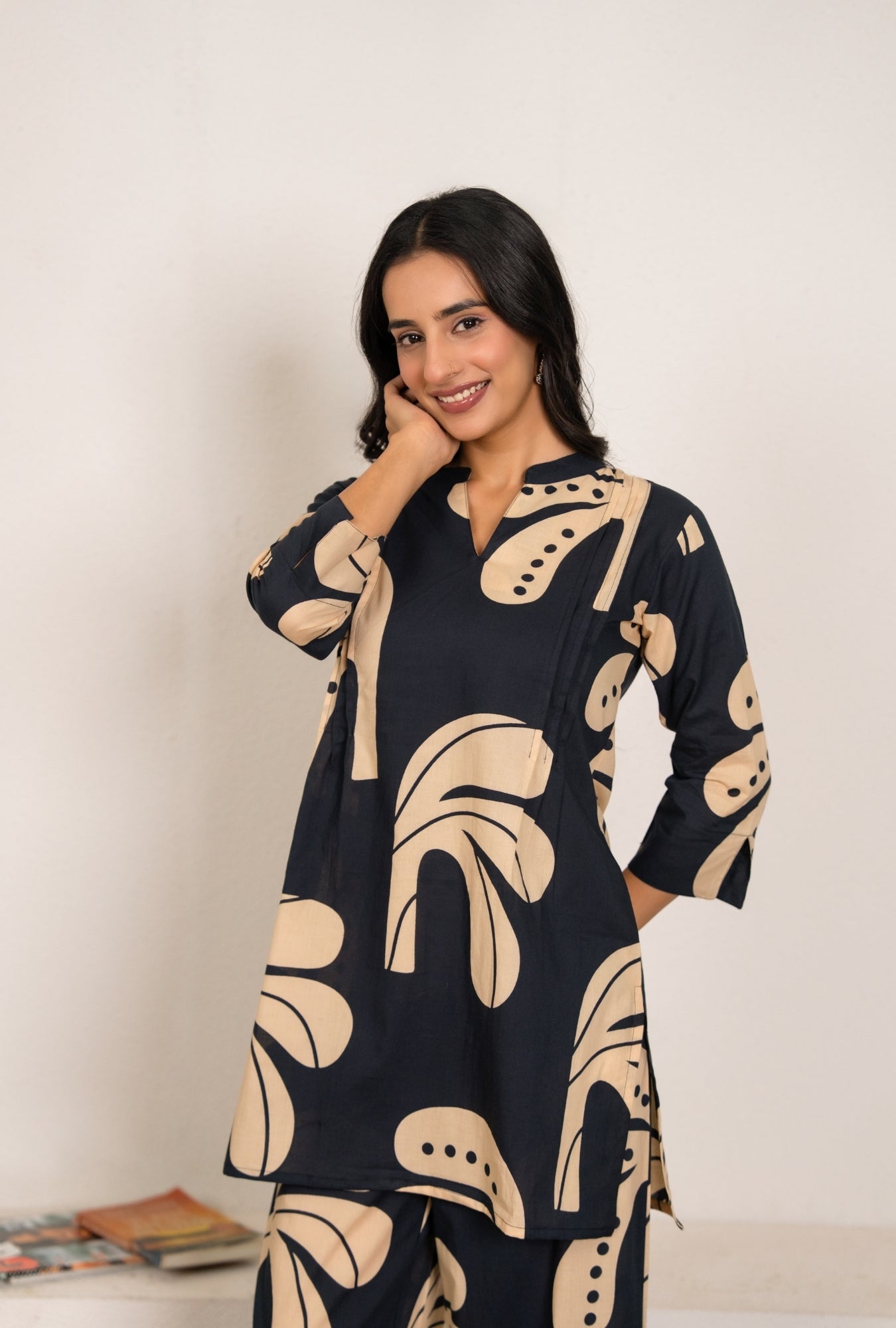 Bold Edge Navy Blue Printed Cotton Co-ords Set