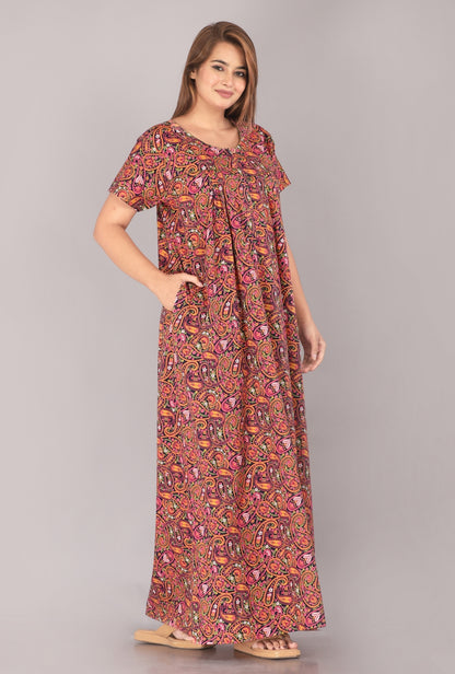 Kairy Jaal Navy Blue Cotton Printed Nightwear Gowns