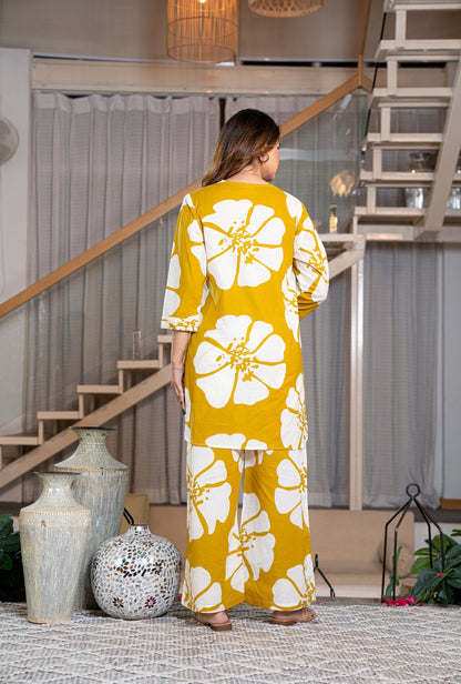 Minimal Blossom Yellow Printed Cotton Co-ords Set