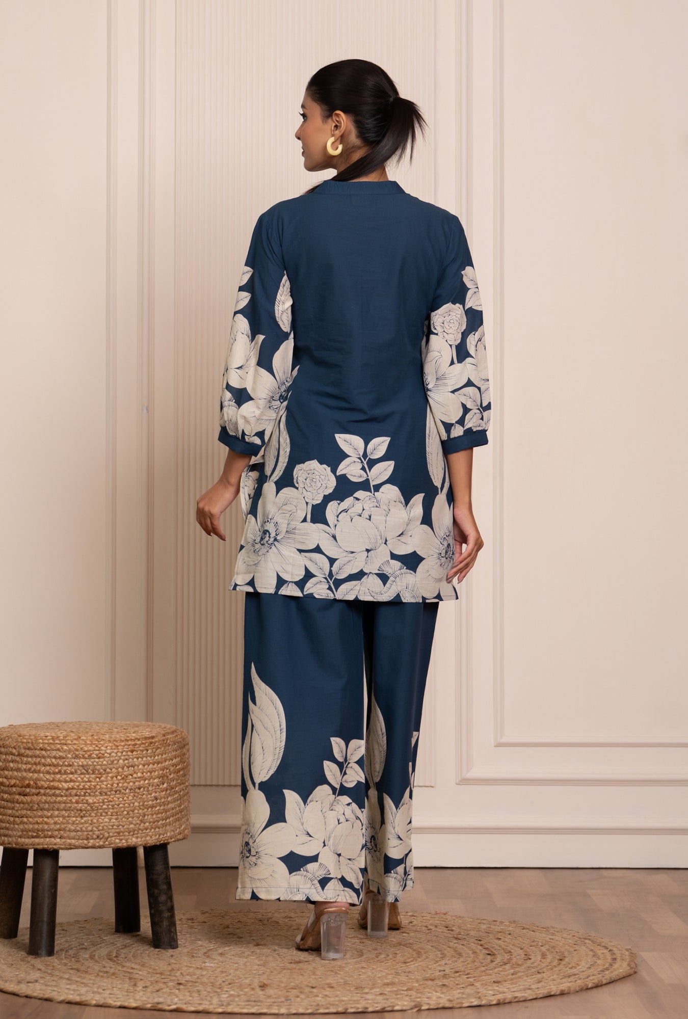 Soft Streak Blue Printed Cotton Co-ords Set