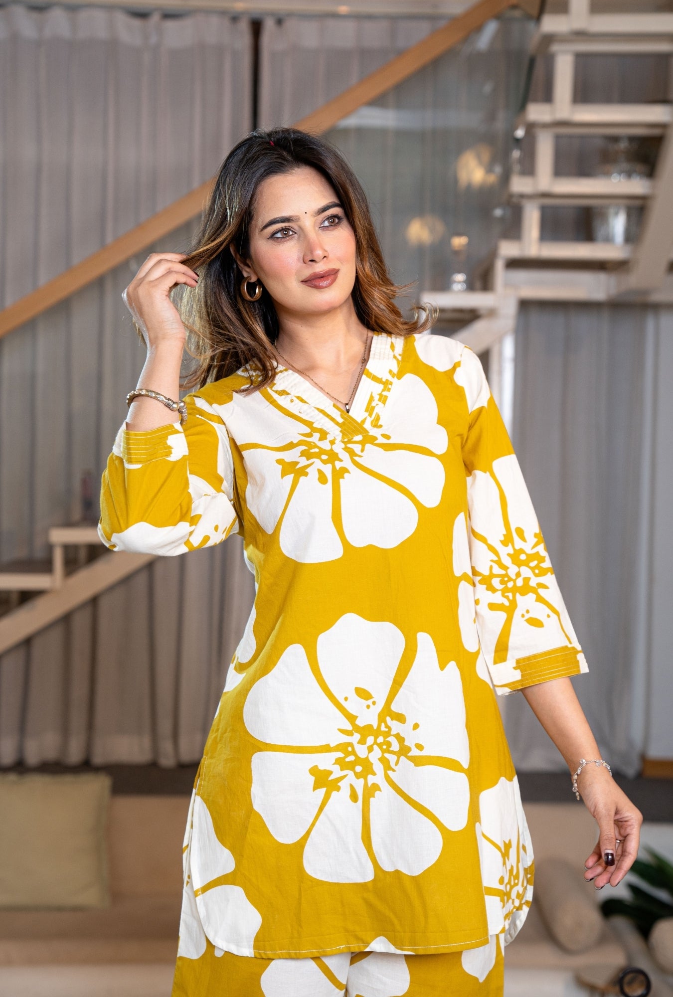 Minimal Blossom Yellow Printed Cotton Co-ords Set
