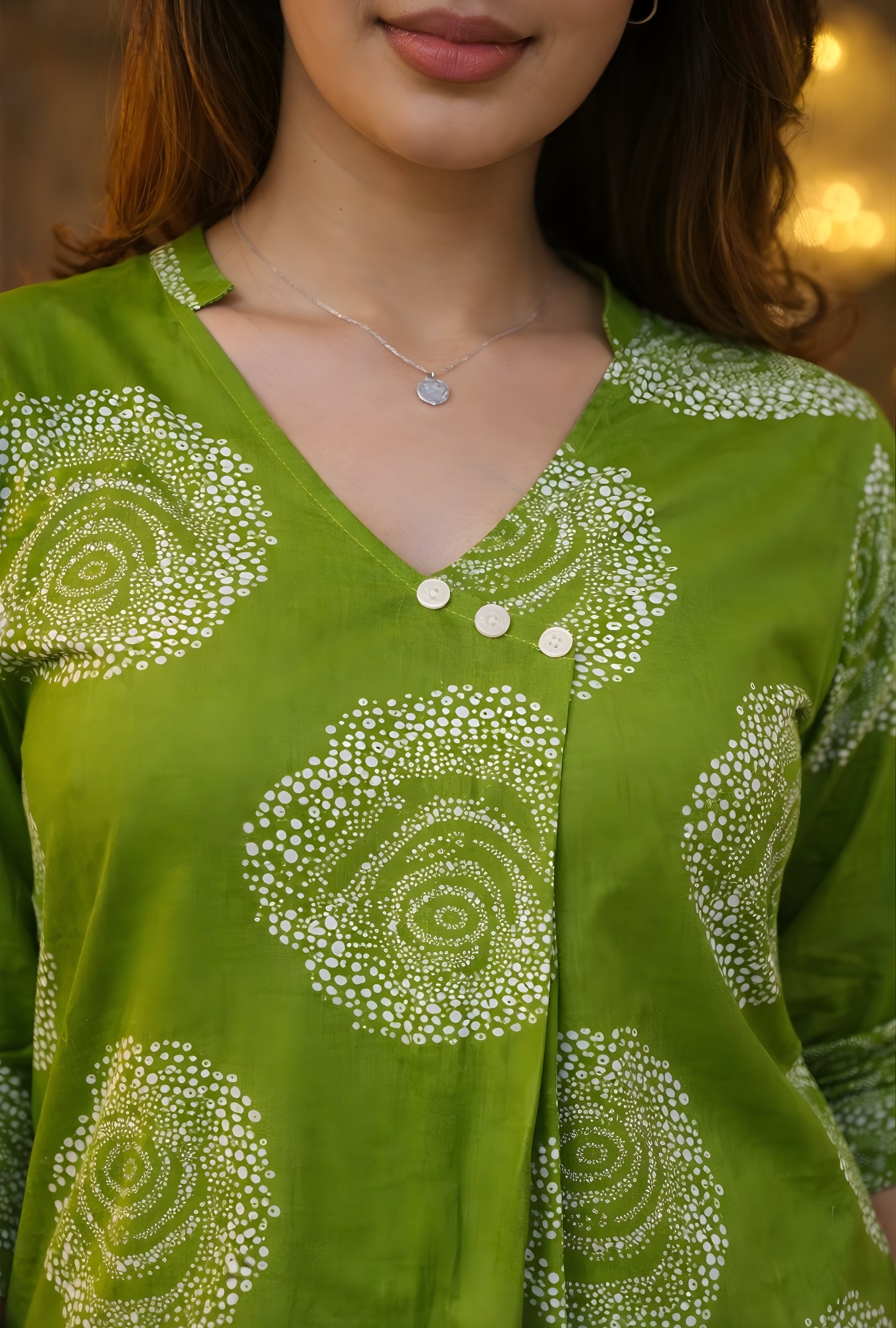 Meher Dotted Floral Green Cotton Co-ords Set