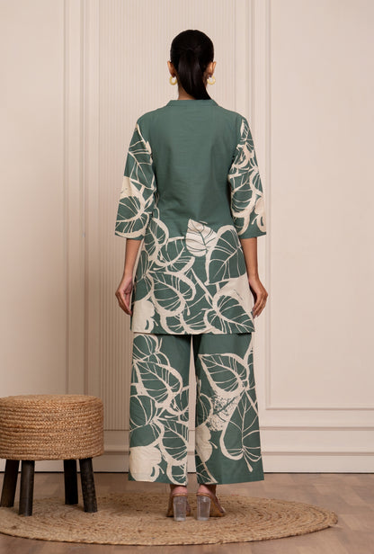 Mild Match Olive Printed Cotton Co-ords Set