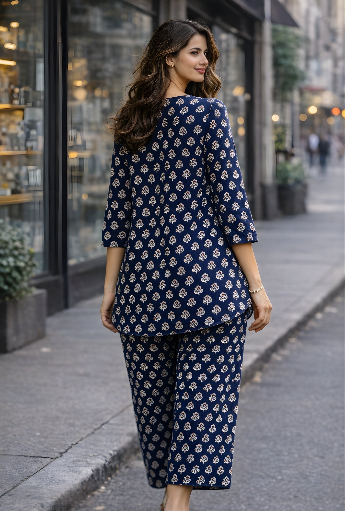 Street Luxe Blue Cotton Co-ords Set