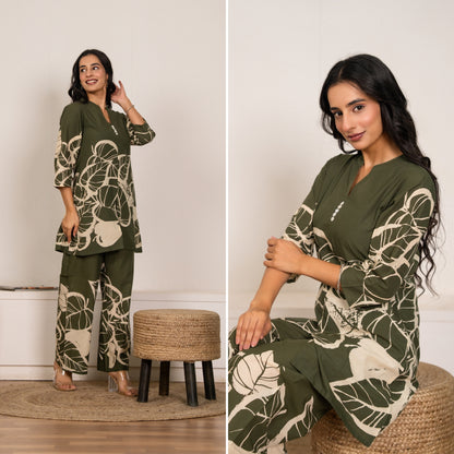 Royal Rhythm Mehndi Printed Cotton Co-ords Set