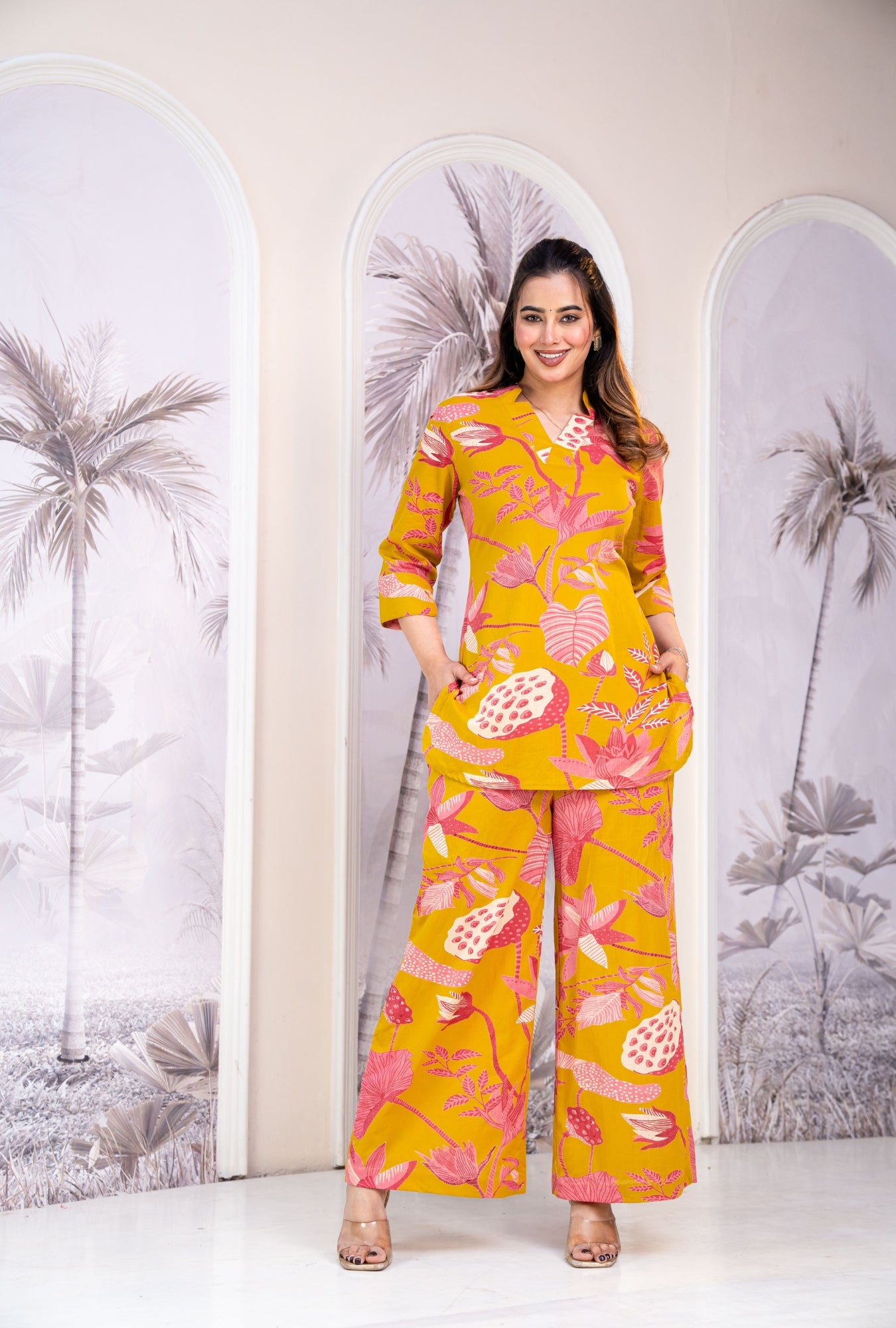 Mustard Spark Printed Cotton Co-ords Set