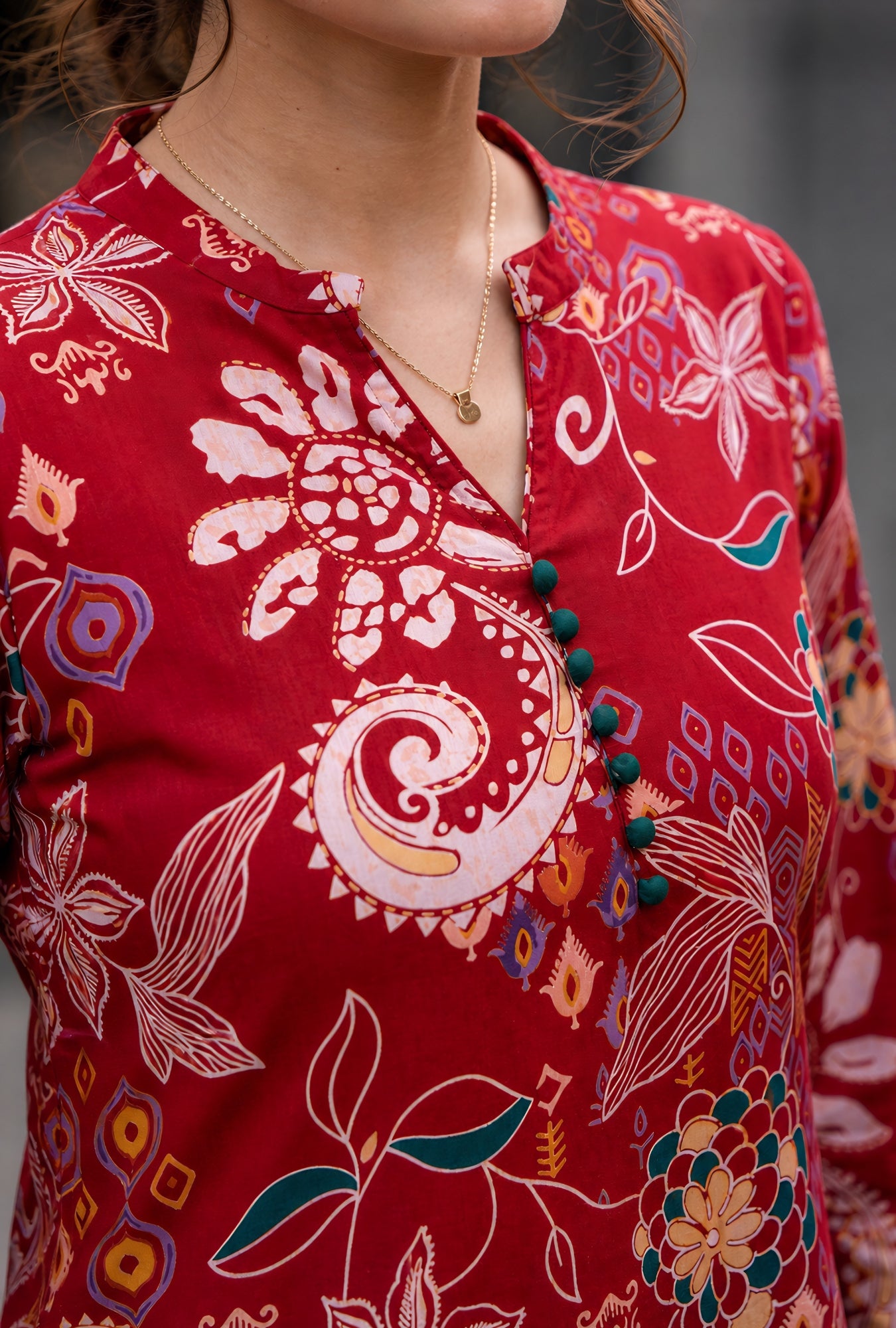 Folk Legends Maroon Printed Cotton Co-ords Set