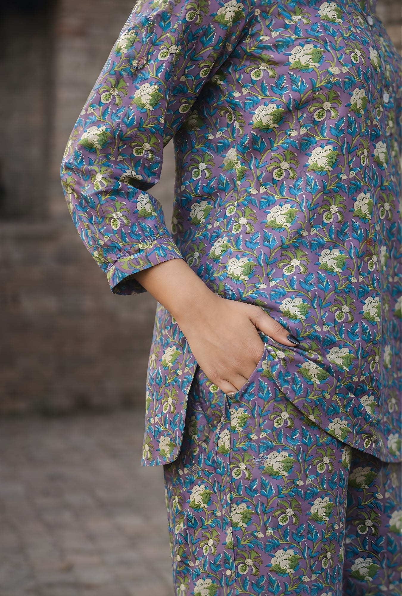 Kalamkari Purple Cotton Loungewear Co-ords Set