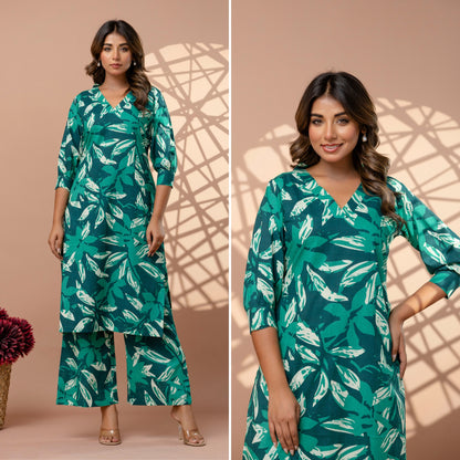 Tropical Green Cotton Co-ords Set