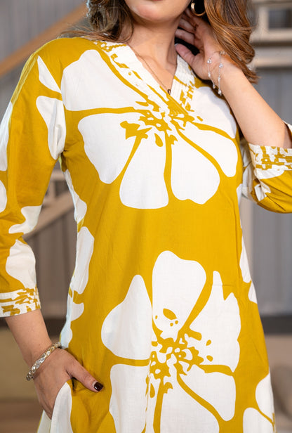 Minimal Blossom Yellow Printed Cotton Co-ords Set