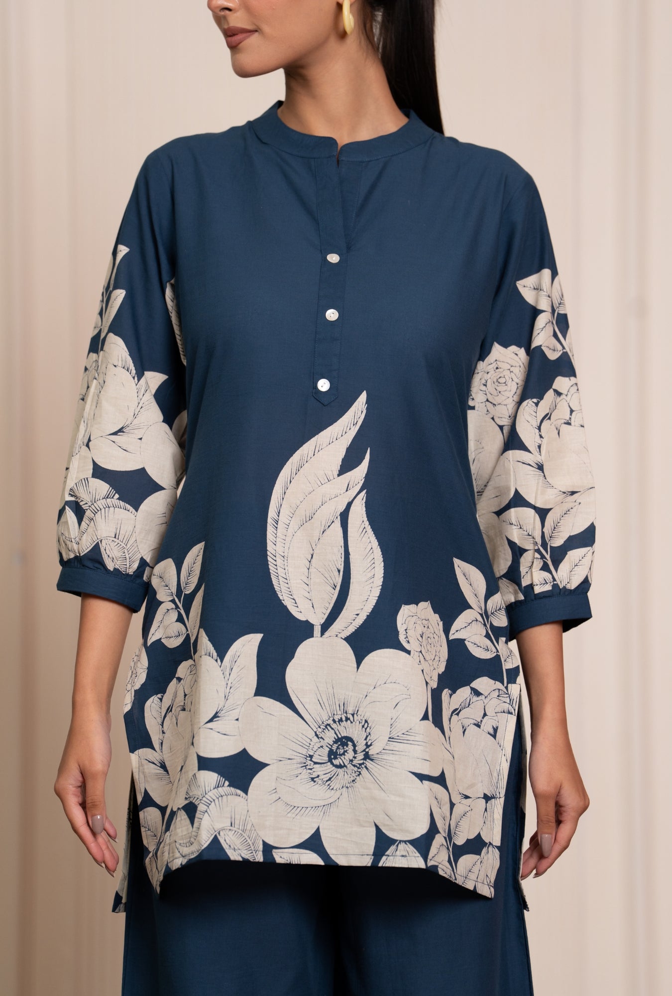 Soft Streak Blue Printed Cotton Co-ords Set