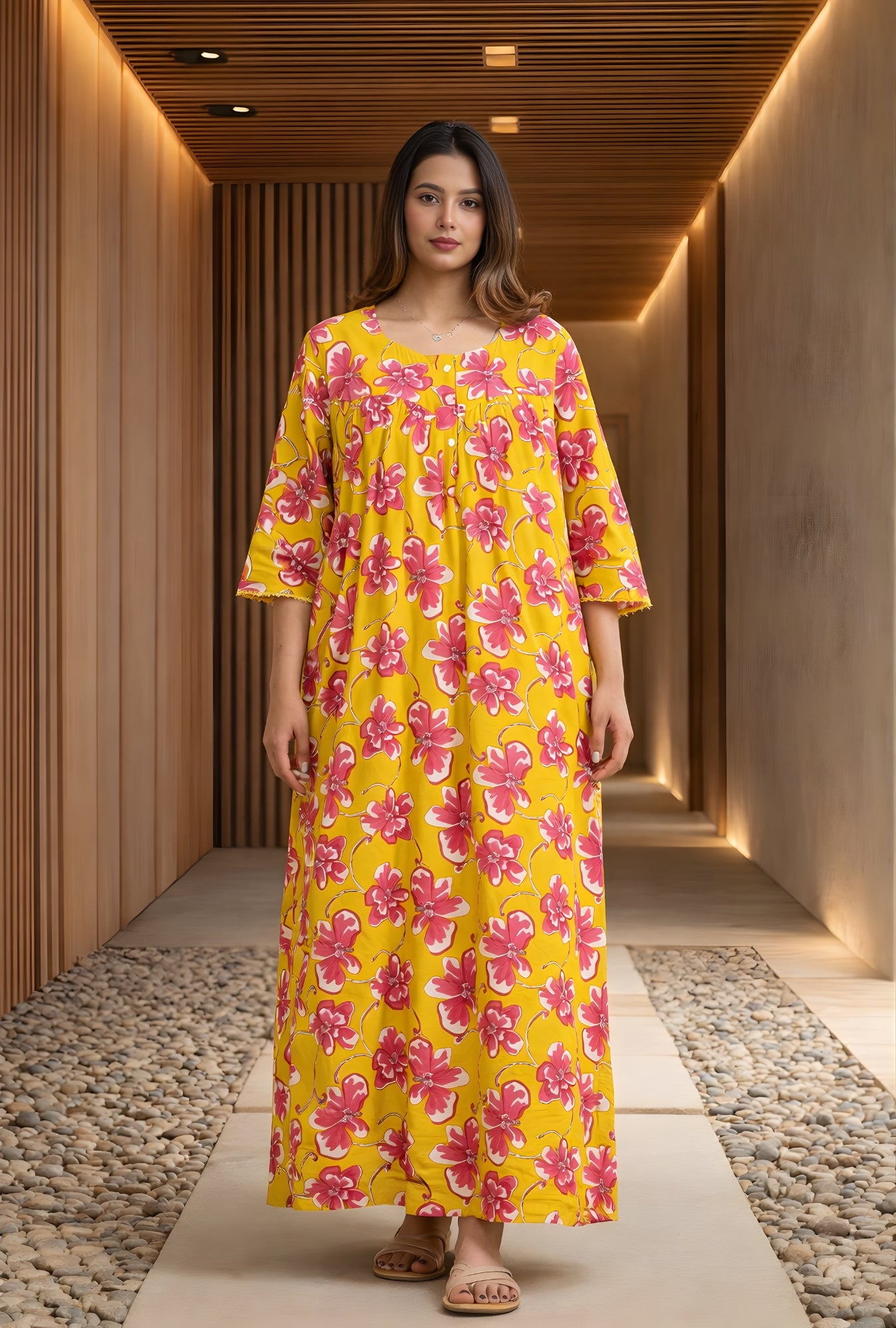 Sunblush Floral Cotton Printed Nightwear Gown