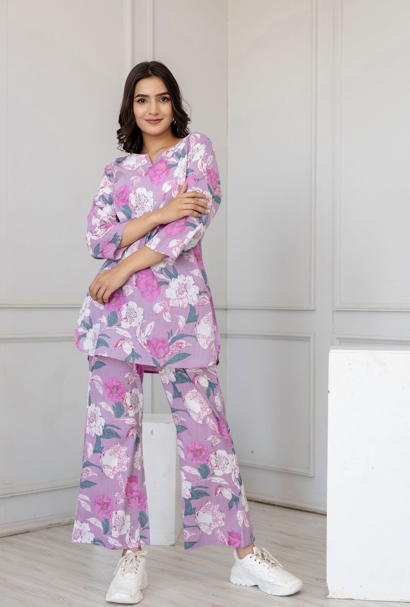 Dahlia Purple Cotton Loungewear Set