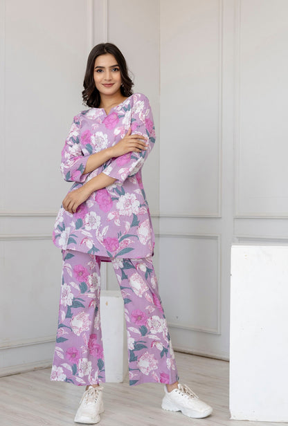 Dahlia Purple Cotton Loungewear Set