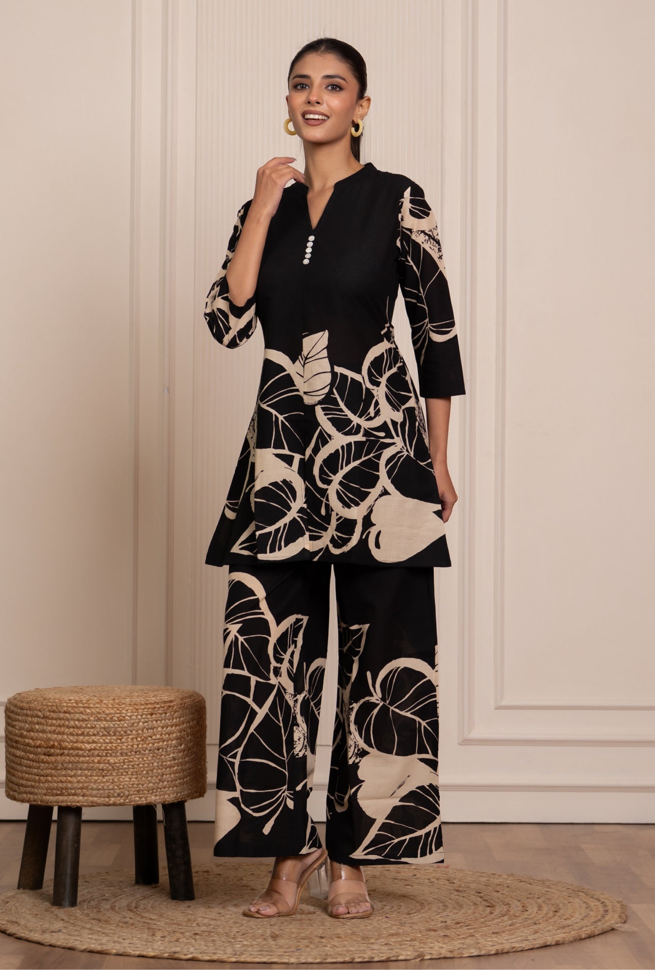 Mild Match Black Printed Cotton Co-ords Set