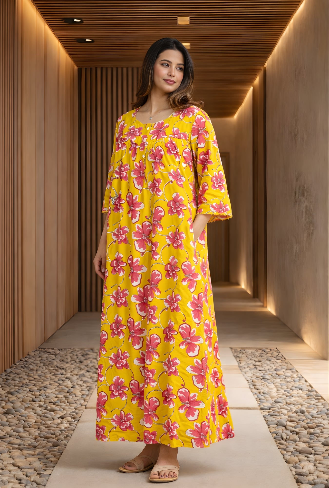 Sunblush Floral Cotton Printed Nightwear Gown