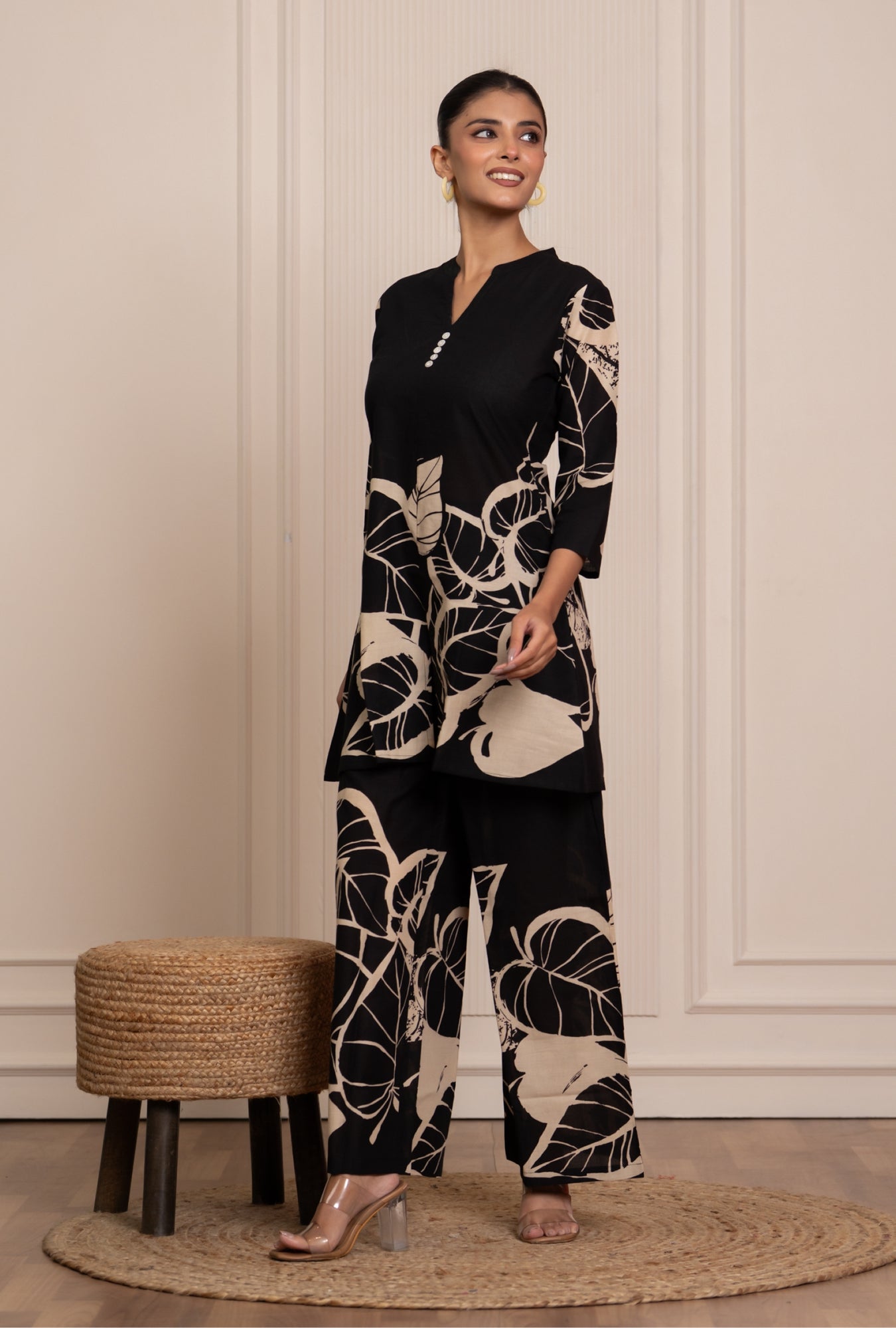 Mild Match Black Printed Cotton Co-ords Set