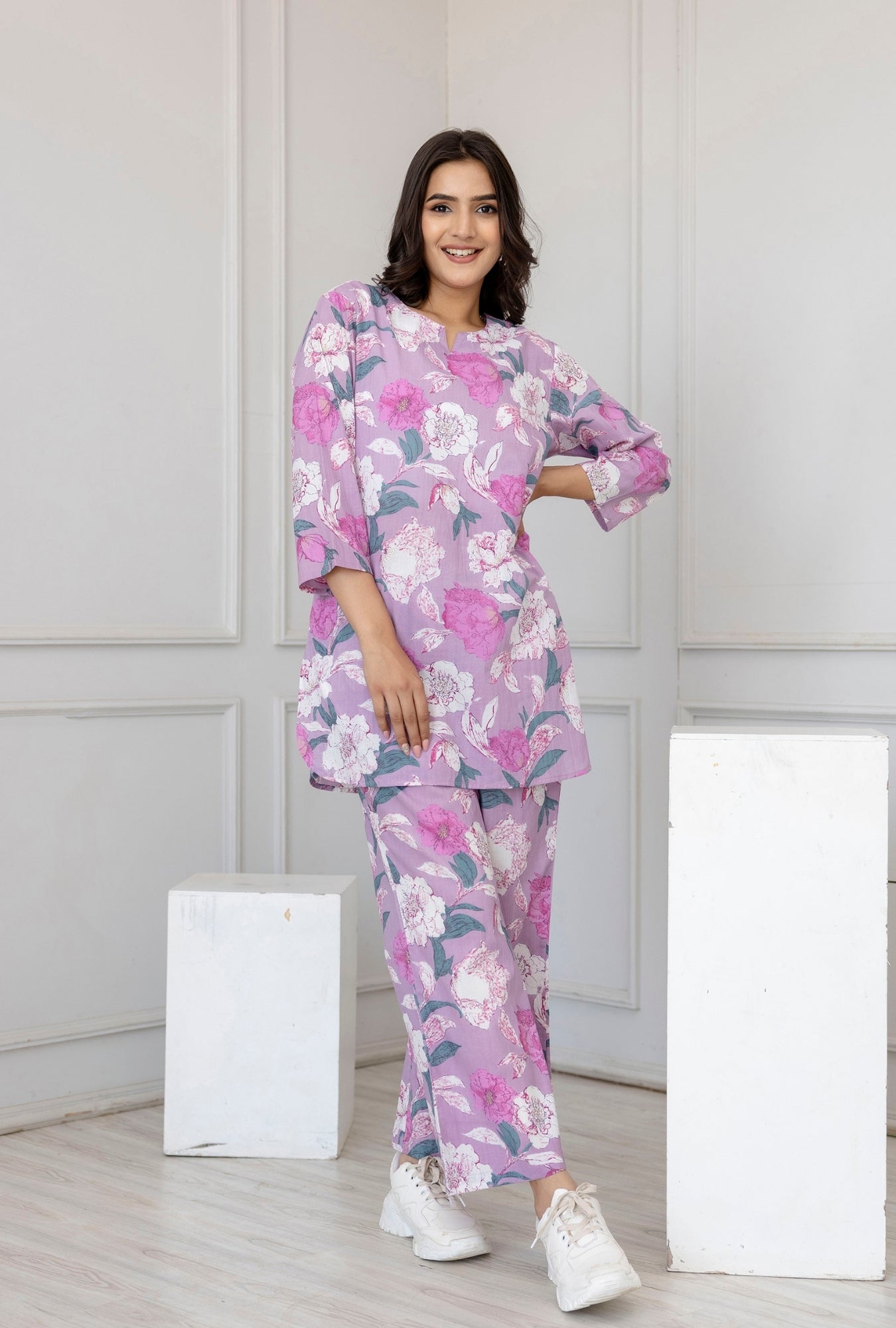 Dahlia Purple Cotton Loungewear Set