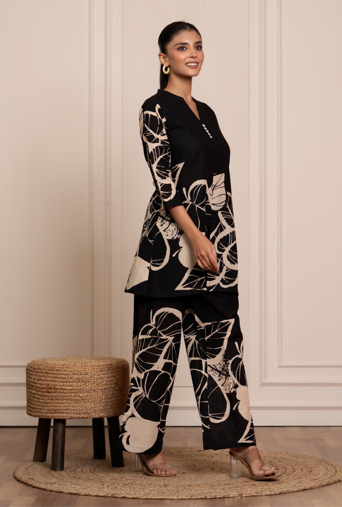 Mild Match Black Printed Cotton Co-ords Set