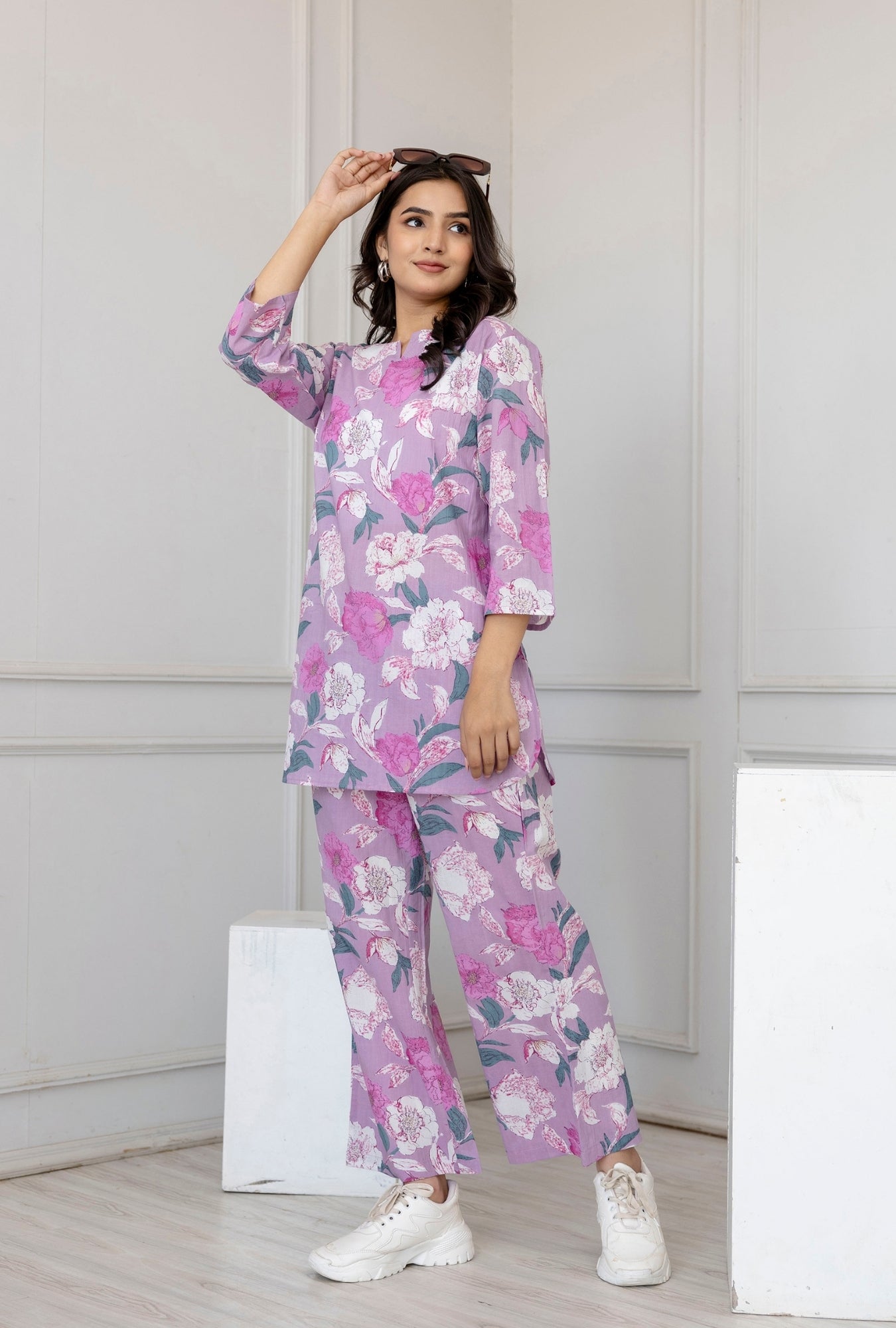 Dahlia Purple Cotton Loungewear Set