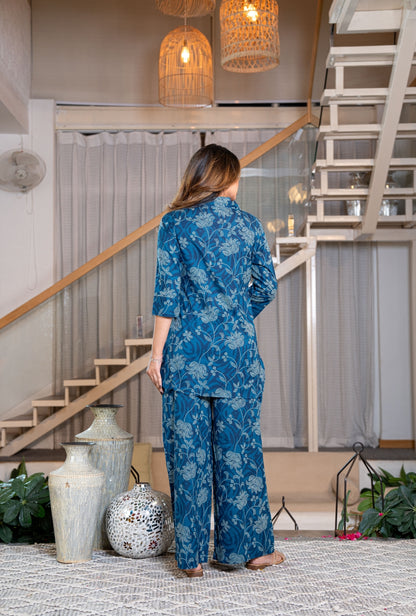 Desert Bloom Blue Printed Cotton Co-ords Set