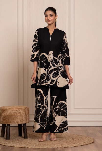 Mild Match Black Printed Cotton Co-ords Set