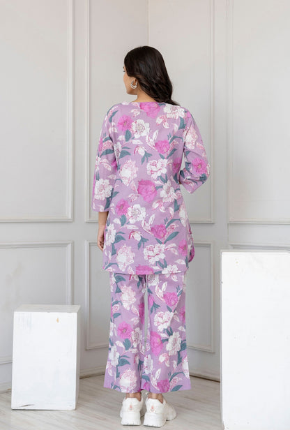 Dahlia Purple Cotton Loungewear Set