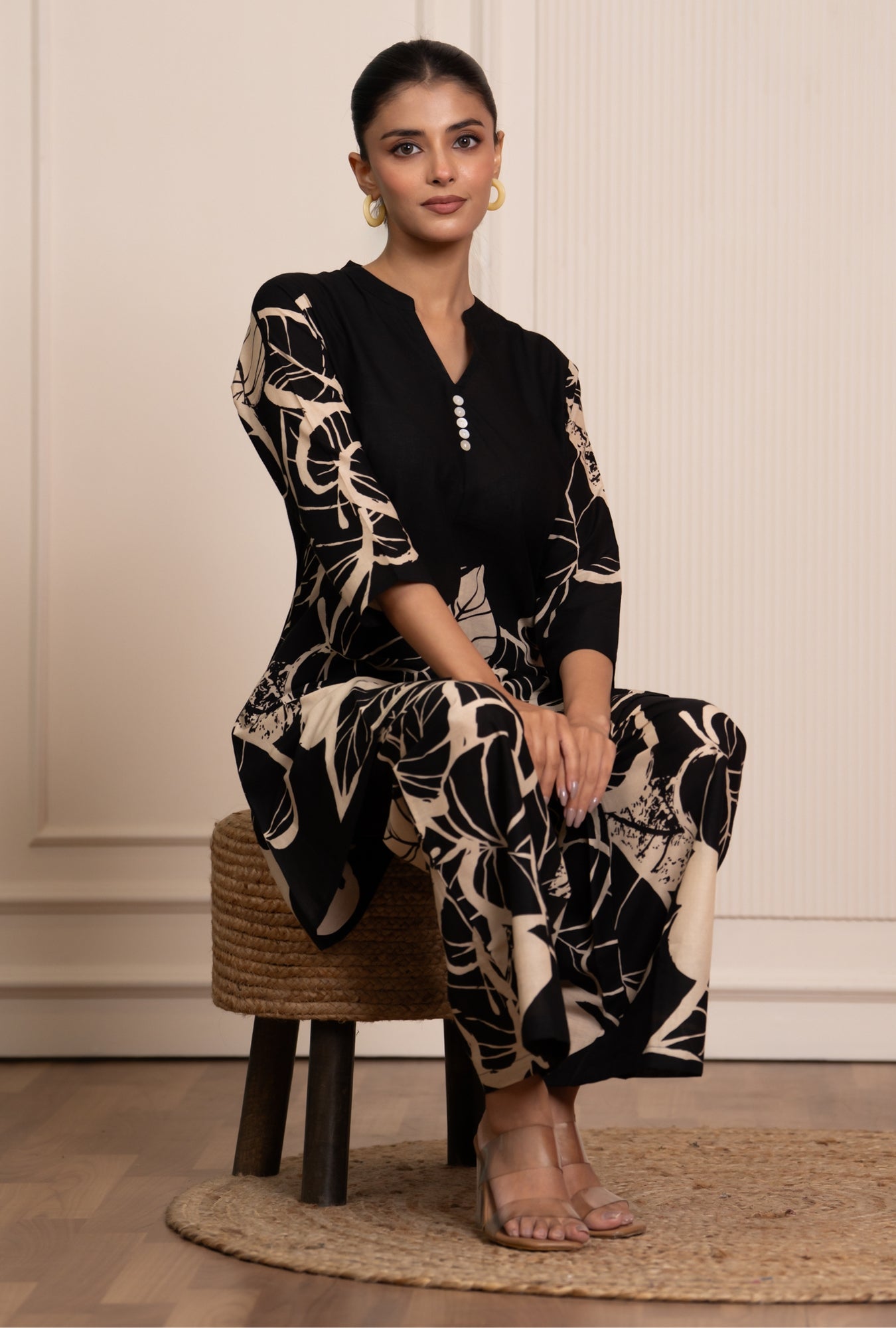 Mild Match Black Printed Cotton Co-ords Set